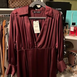 NEW Burgundy Silk Zara Dress